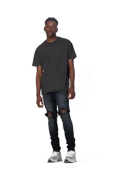 Mid Rise Slim Jean Black Wash Blowout