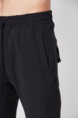 Black drop crotch loose fit trousers