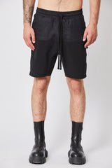 Black drop crotch shorts