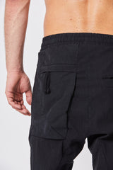 Black drop crotch trousers