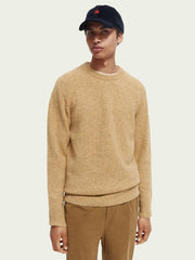 Camel knit crewneck sweater pullovers
