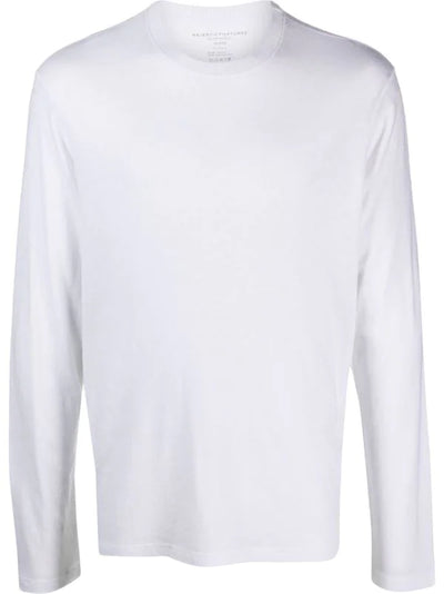 Men Long-Sleeve Cotton-Cashmere White T-Shirt