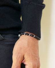 Onyx DZI black stripe white bracelet