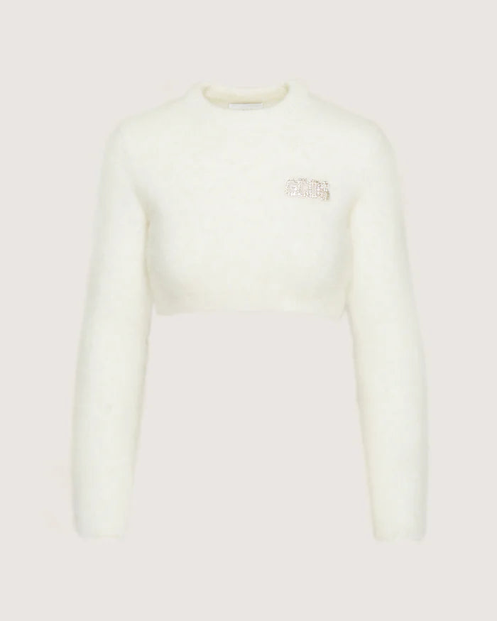 White mohair crop sweater