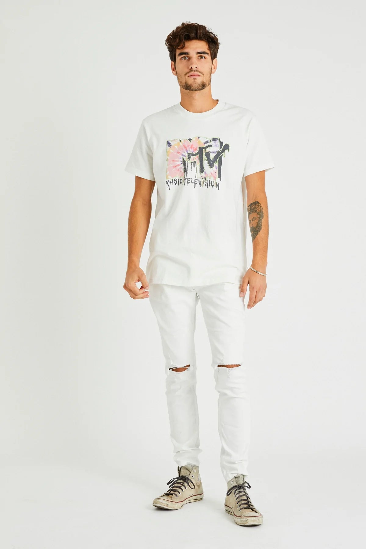 MTV tie dye tee white