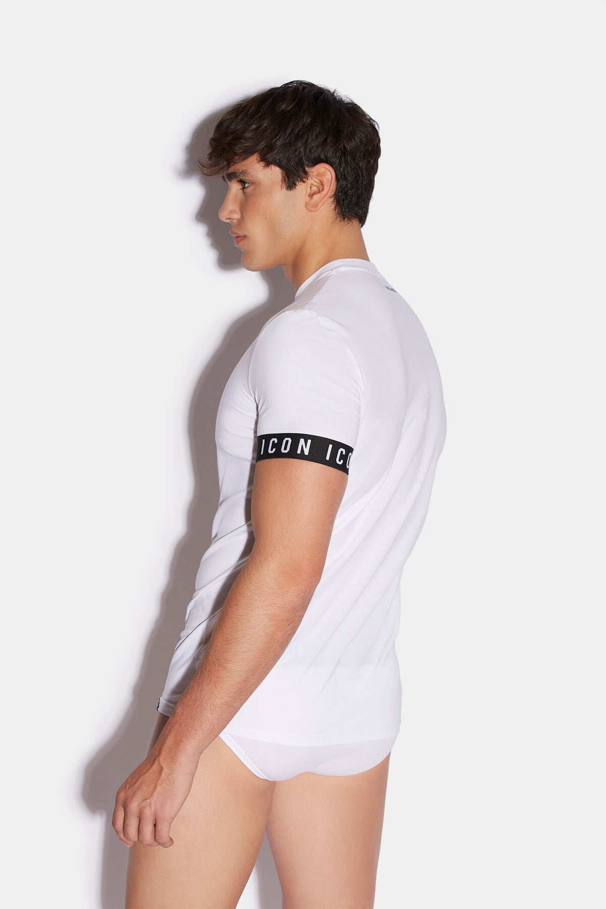 White Icon Band Round Neck T-shirt