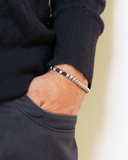 Oblique Steel Black Bracelet