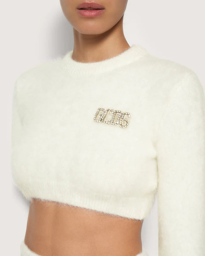 White mohair crop sweater