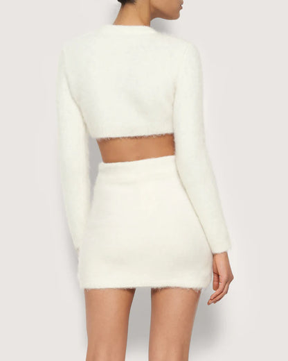 White mohair crop sweater