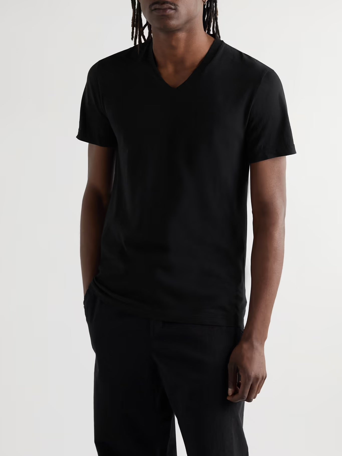 Short Sleeve V Neck Black