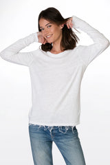 Linen long sleeves c - White