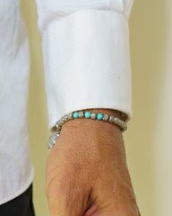Rudraksh steel tourquize bracelet