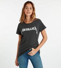Charcoal Metallica logo long tee