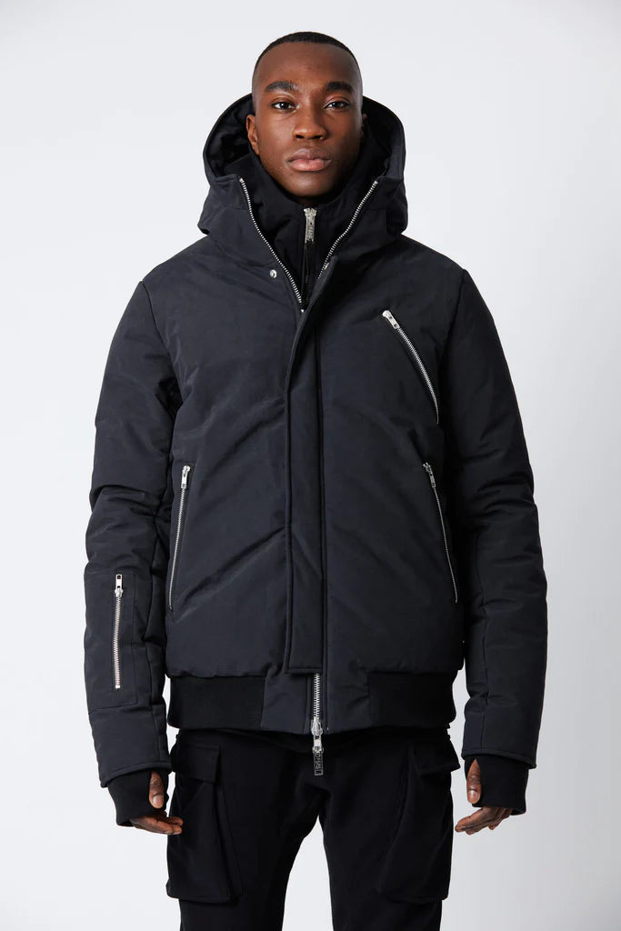 Black cotton and nylon windbreaker jacket