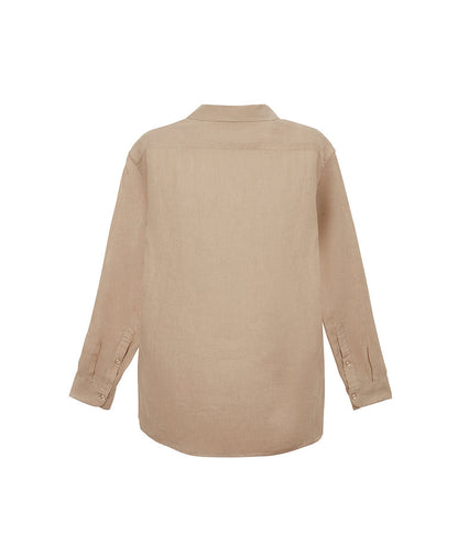 Beige 100% Linen long sleeve shirt