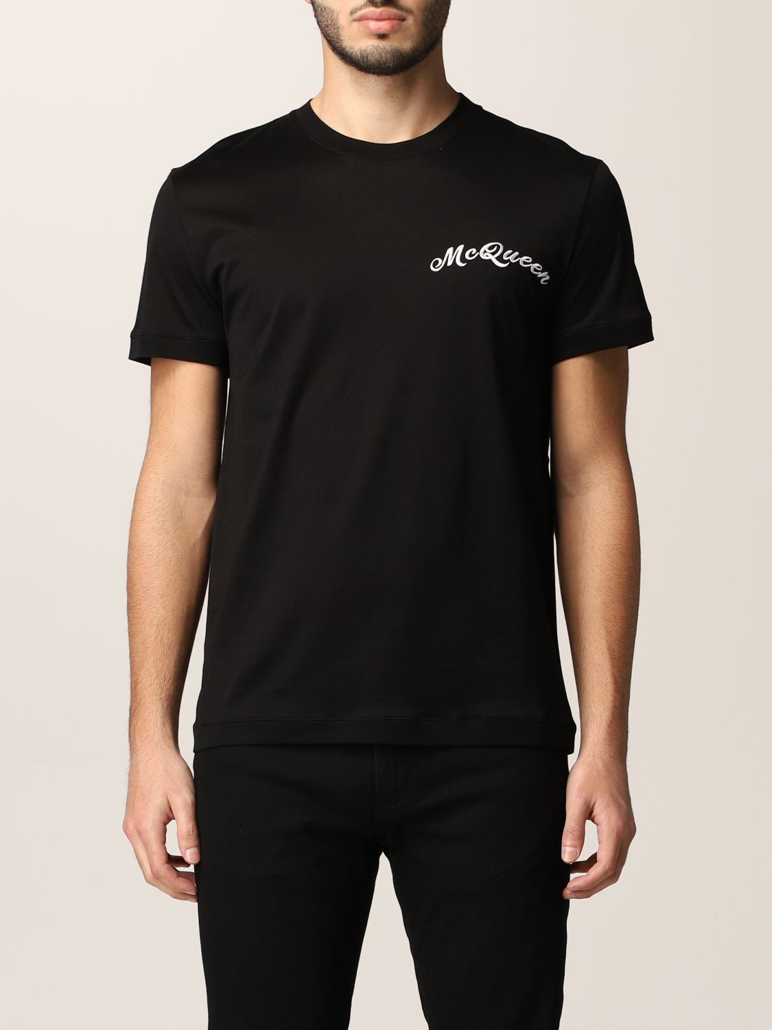 Chain stitch black logo tee