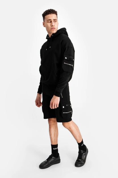 Black Cargo Straight Shorts