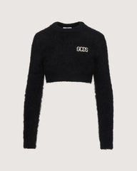 Black mohair crop sweater