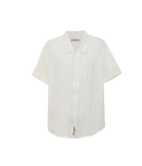 White 100% Linen short sleeve shirt