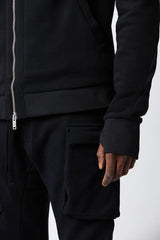Black scar stitch zip-up sweatshirt
