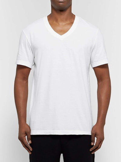 Short Sleeve V Neck White