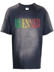 Washed navy colourful blessed T-shirt