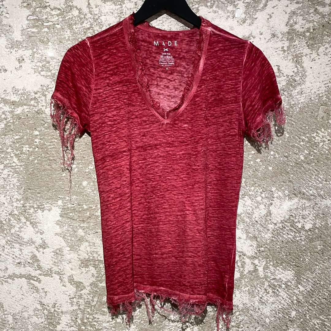 V neck T Vege-Red