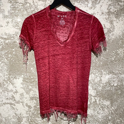 V Neck T Vege-Red