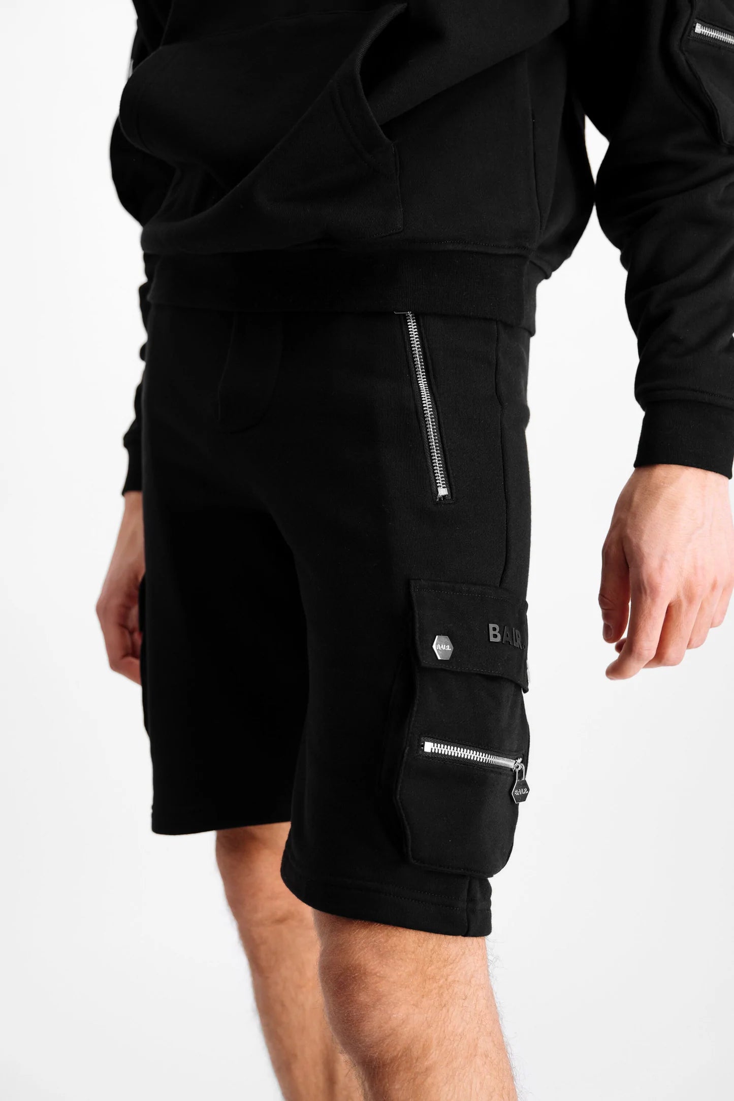 Black Cargo Straight Shorts