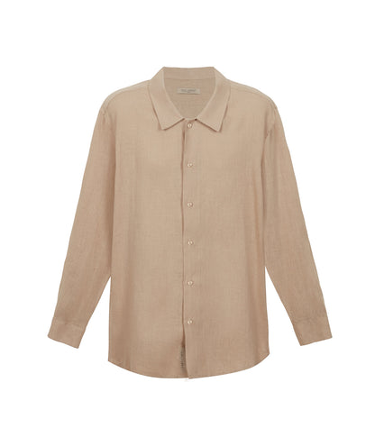 Beige 100% Linen long sleeve shirt