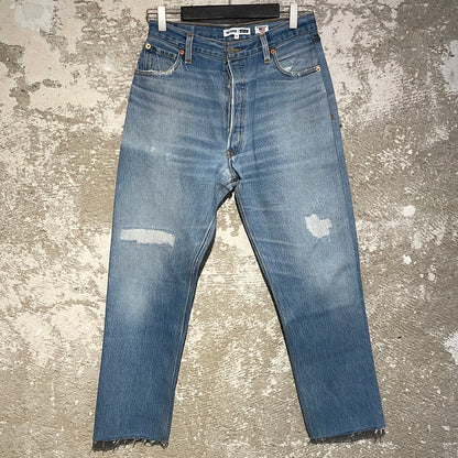 Indigo high rise stove pipe jeans