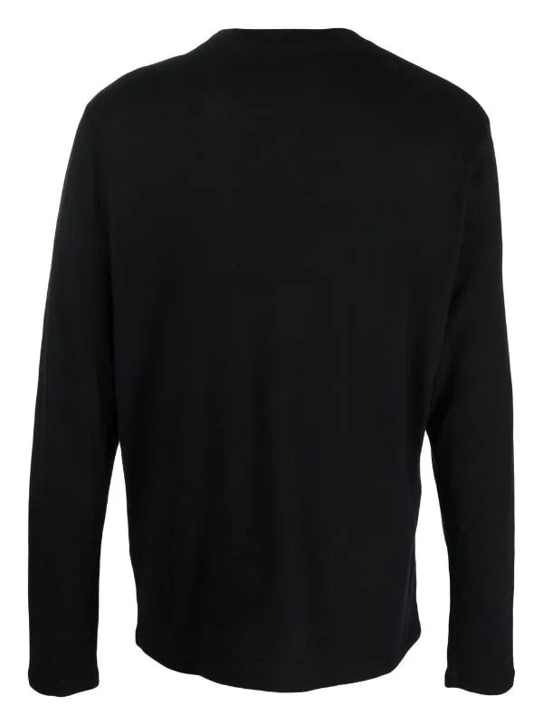 Men Crew Neck Long-Sleeved Black T-Shirt