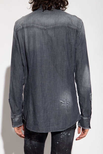 Washed black Western Shirt