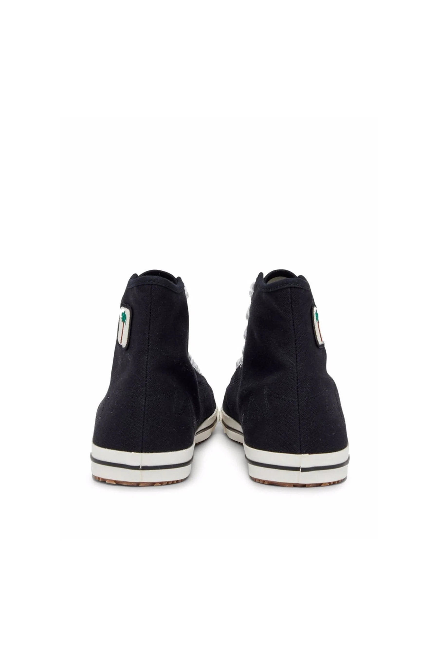 Square High-Top Vulcanized Black Sneakers