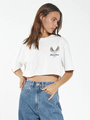 Wings of paradise Dirty white crop tee