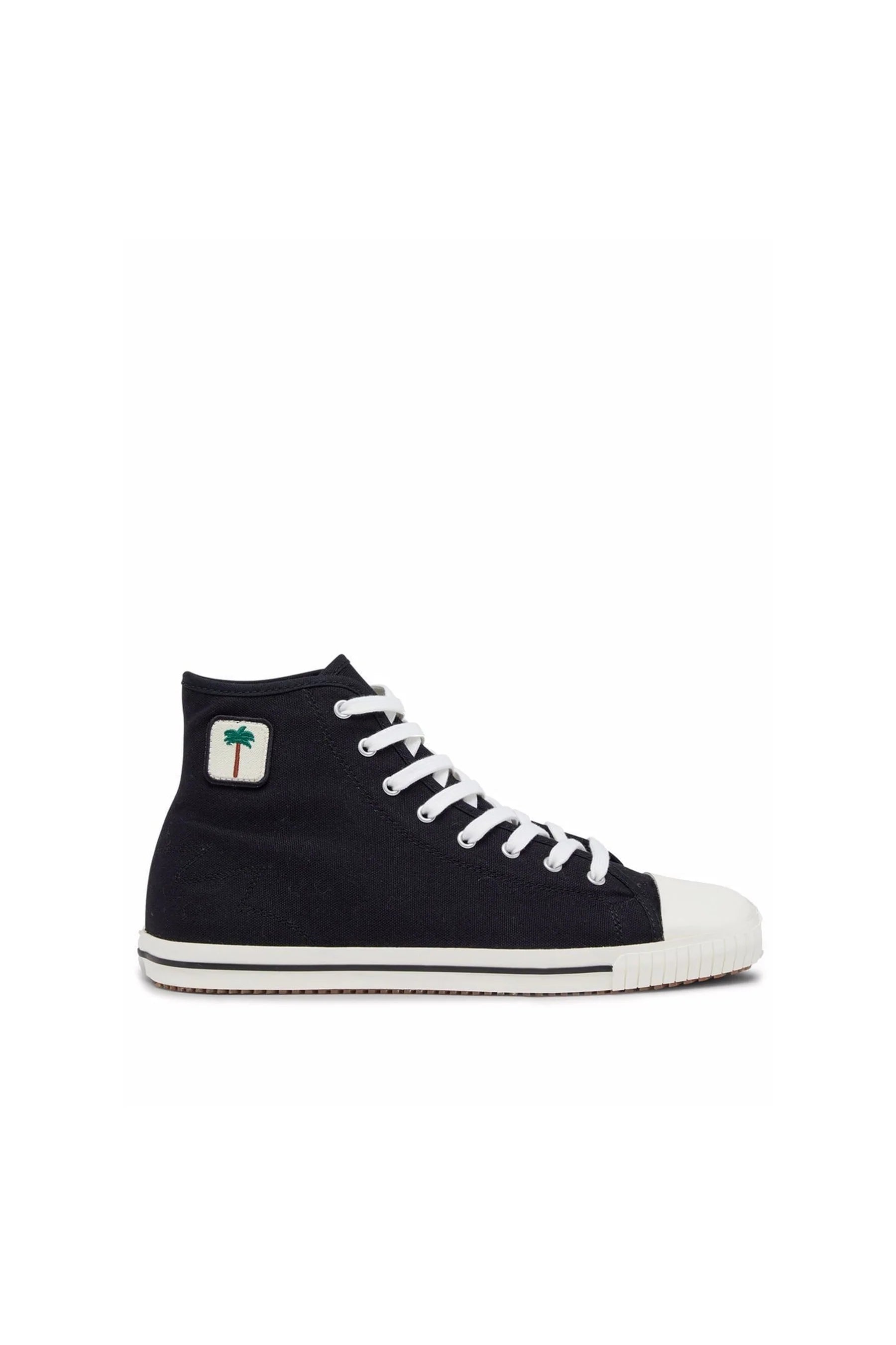 Square High-Top Vulcanized Black Sneakers