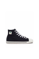 Square high-top vulcanized black sneakers
