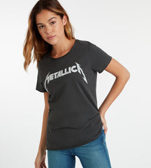 Charcoal Metallica logo long tee