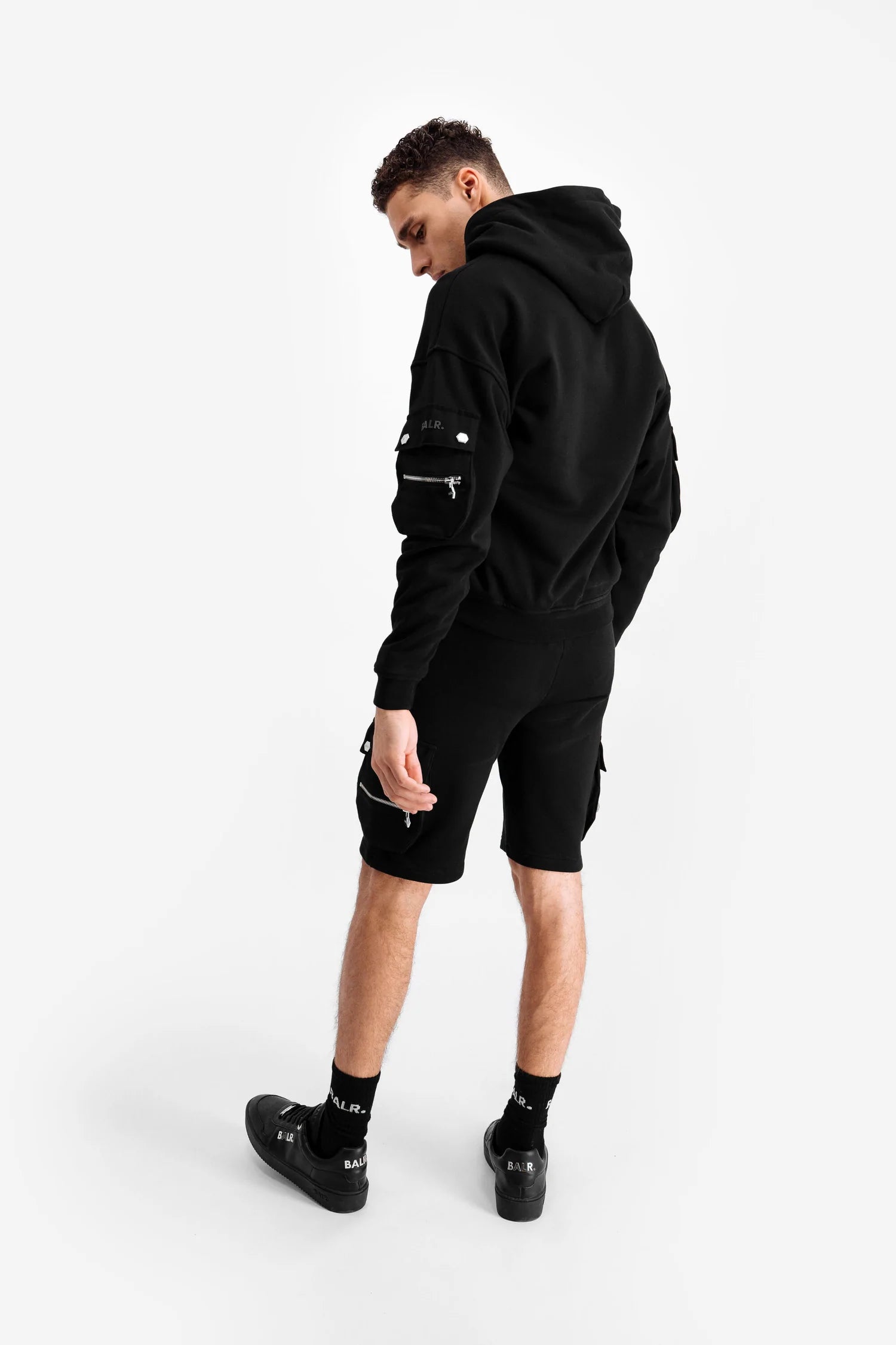 Black Cargo Straight Shorts