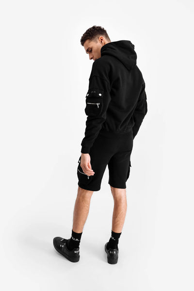 Black Cargo Straight Shorts