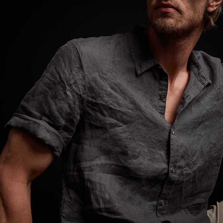 Garment Dyed Short Sleeve Linen Shirt