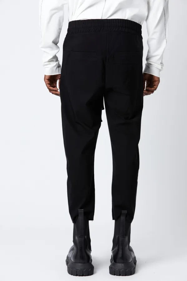 Elastic Waist Straight Leg Black Trousers