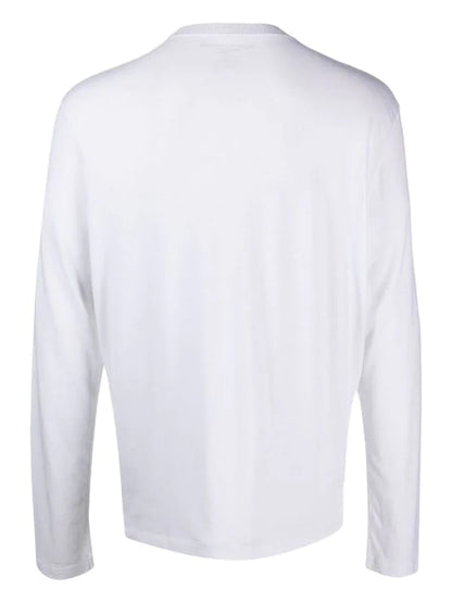 Men Long-Sleeve Cotton-Cashmere White T-shirt