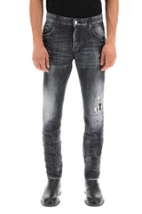 Distressed Effect Skater Cut Jeans