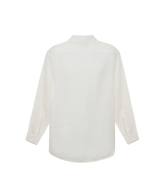 White 100% Linen long sleeve shirt