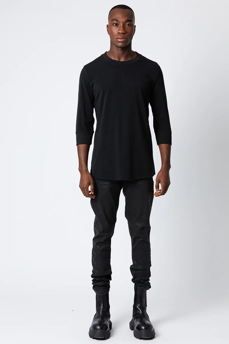 Ripped-Detail Black T-shirt