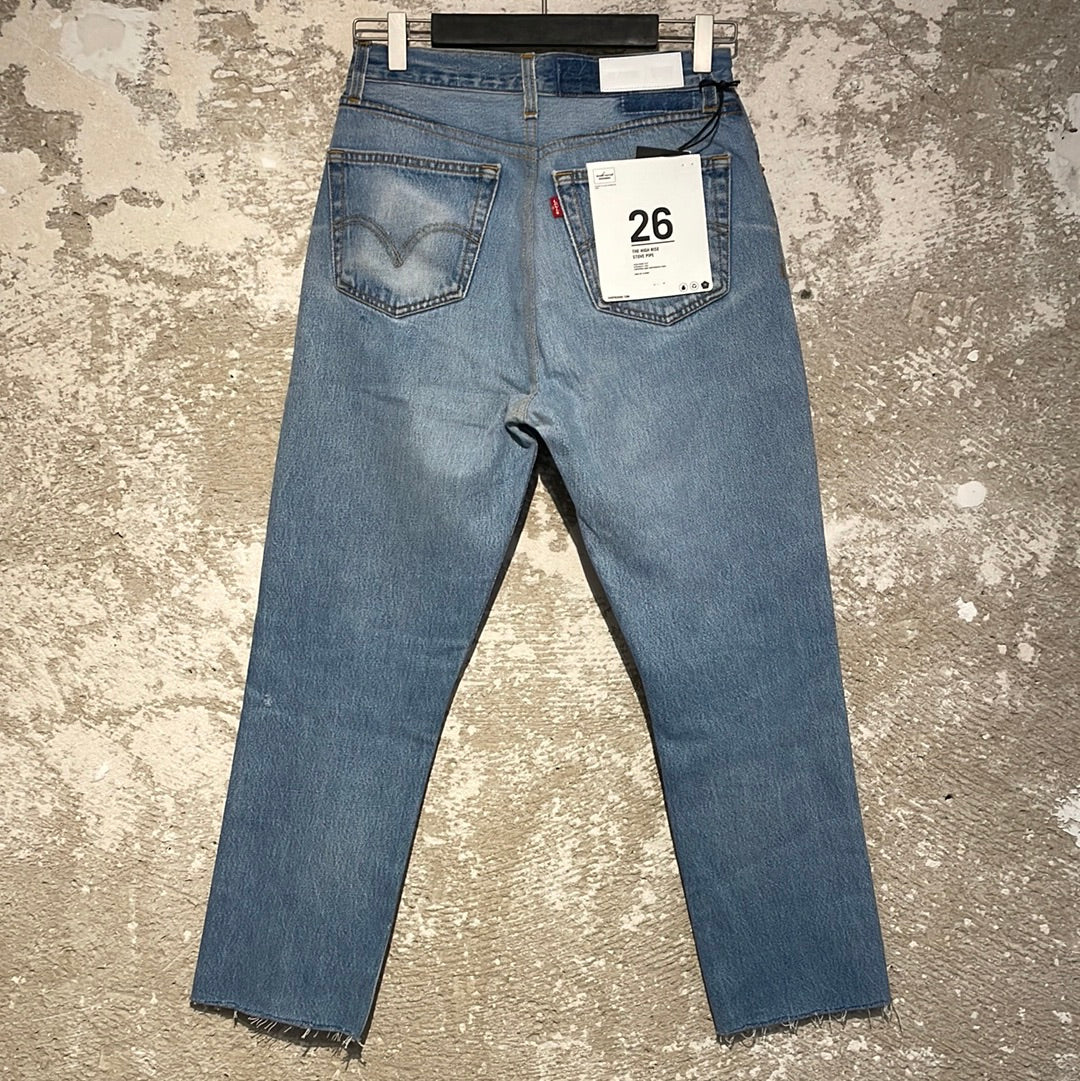 Indigo high rise stove pipe jeans