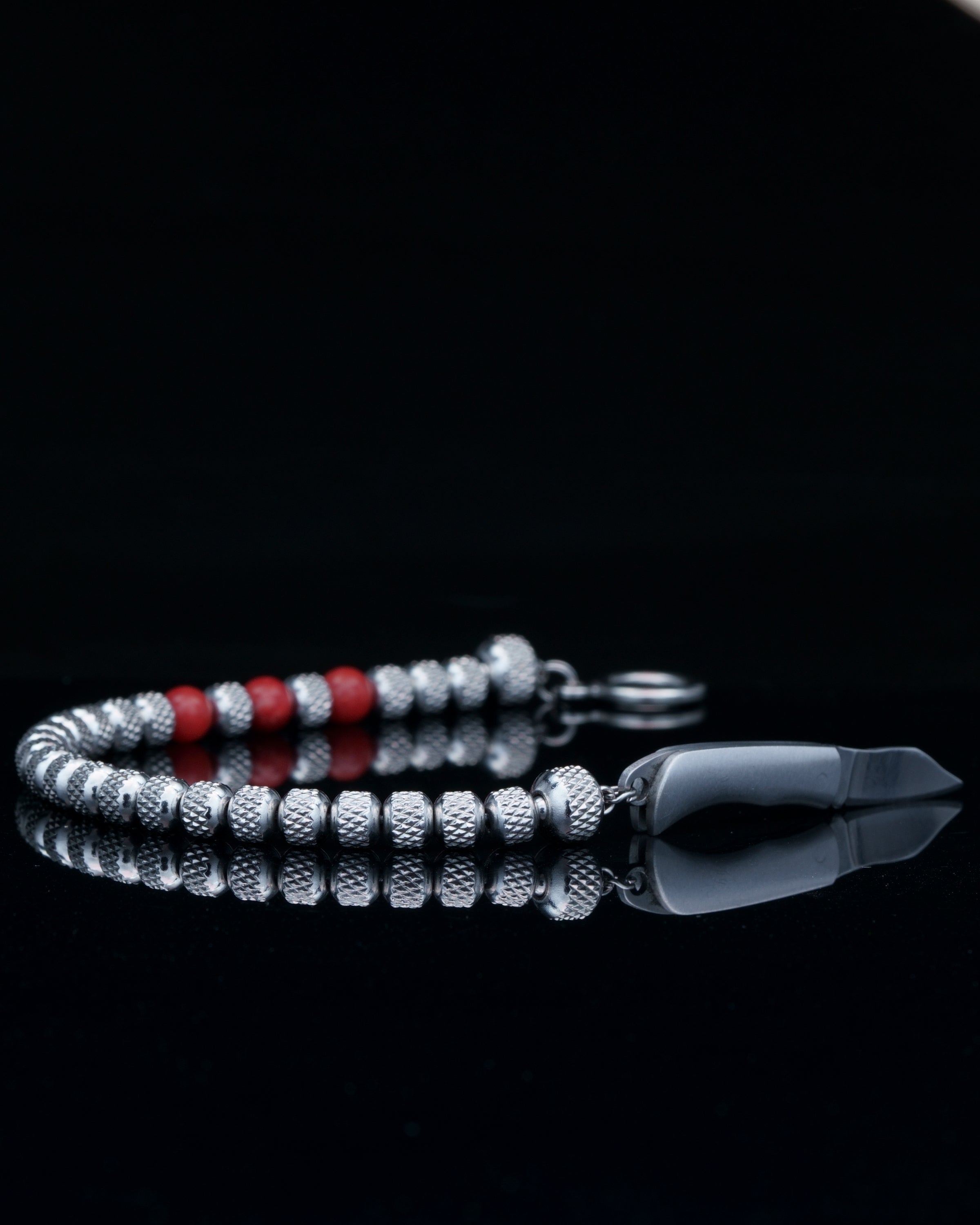 Rudraksh Steel Dark Red Bracelet