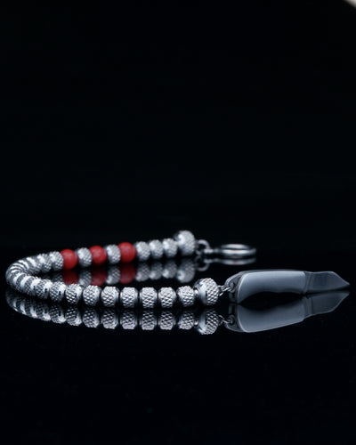 Rudraksh Steel Dark Red Bracelet
