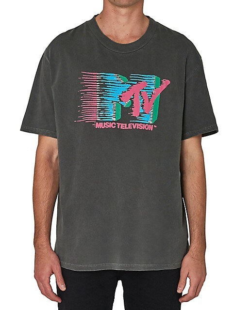 Black Washed Neon Nights MTV Tee